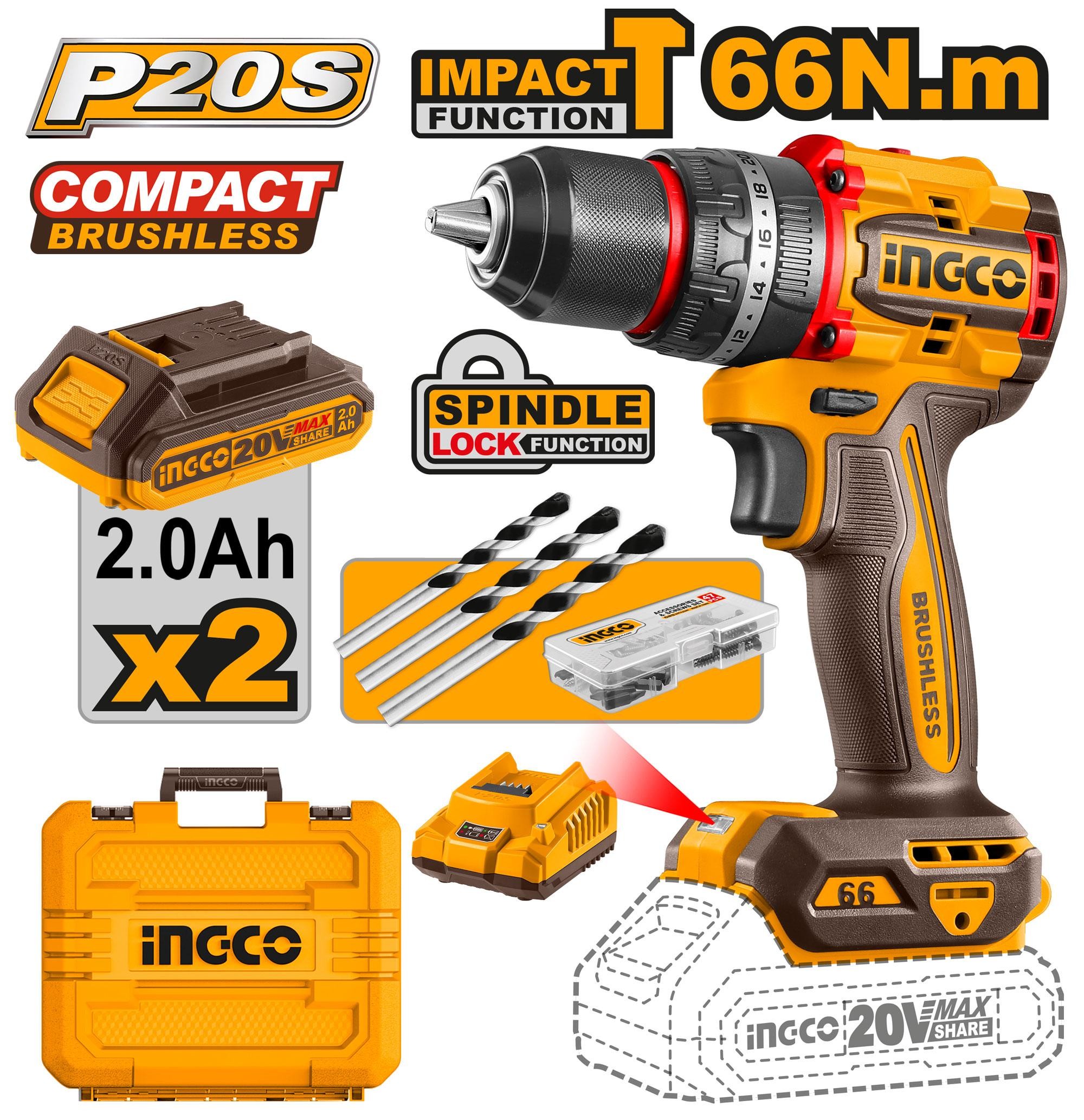 INGCO PERCEUSE VISSEUSE BRUSHLESS
